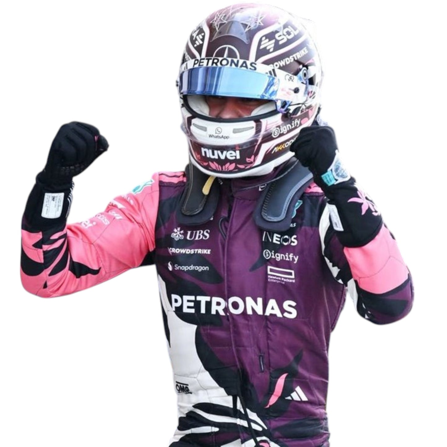2025 Miami GP Mercedes AMG F1 race suit replica worn by Andrea Kimi Antonelli special edition teamwear with teal accents and branding