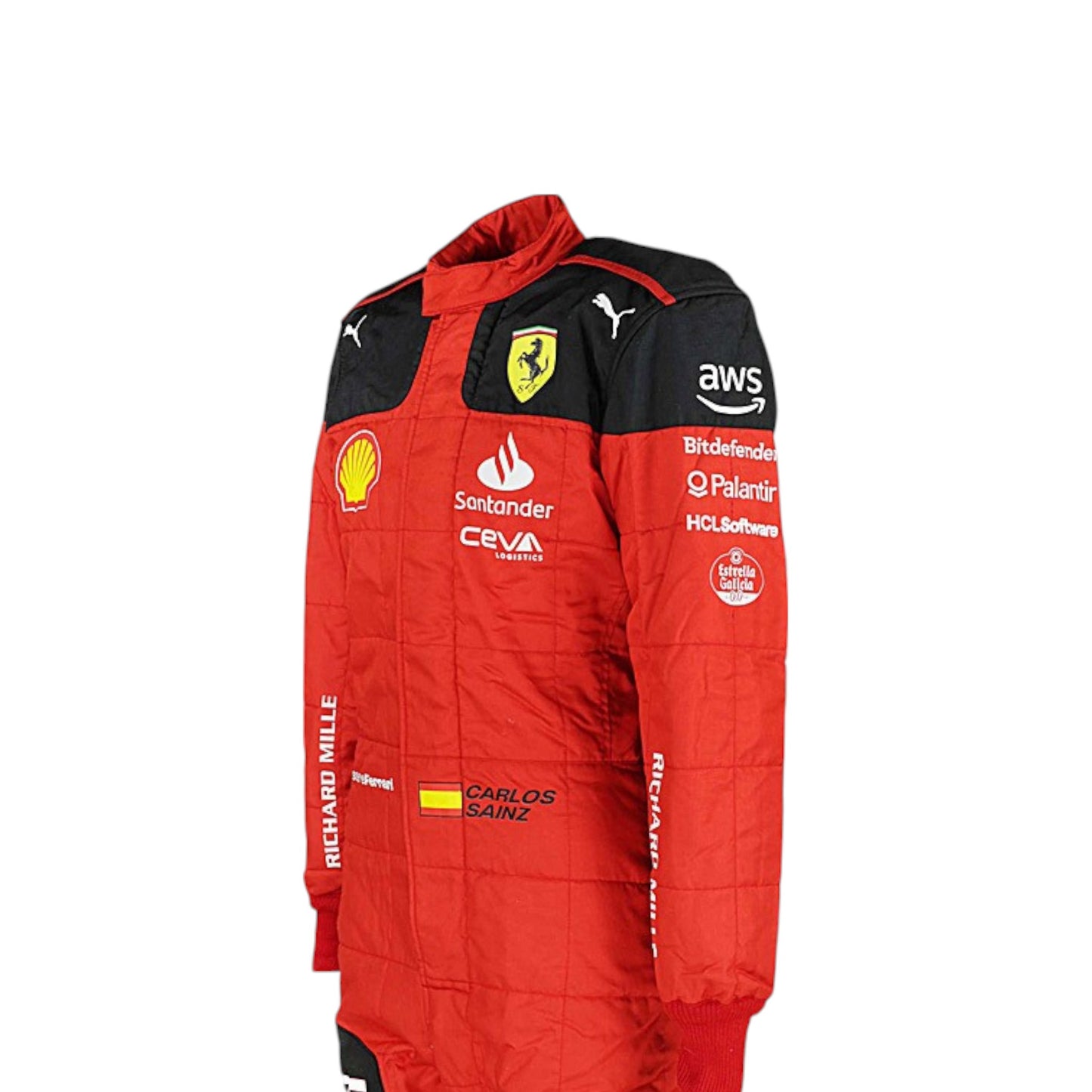 2023 Carlos Sainz Ferrari F1 race suit replica authentic Scuderia teamwear with season-accurate details and logos