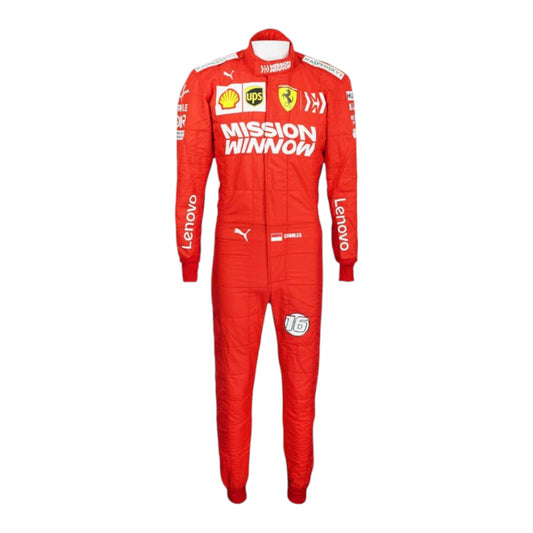 2019 Charles Leclerc Ferrari Formula 1 race suit replica authentic red teamwear with season accurate details and logos