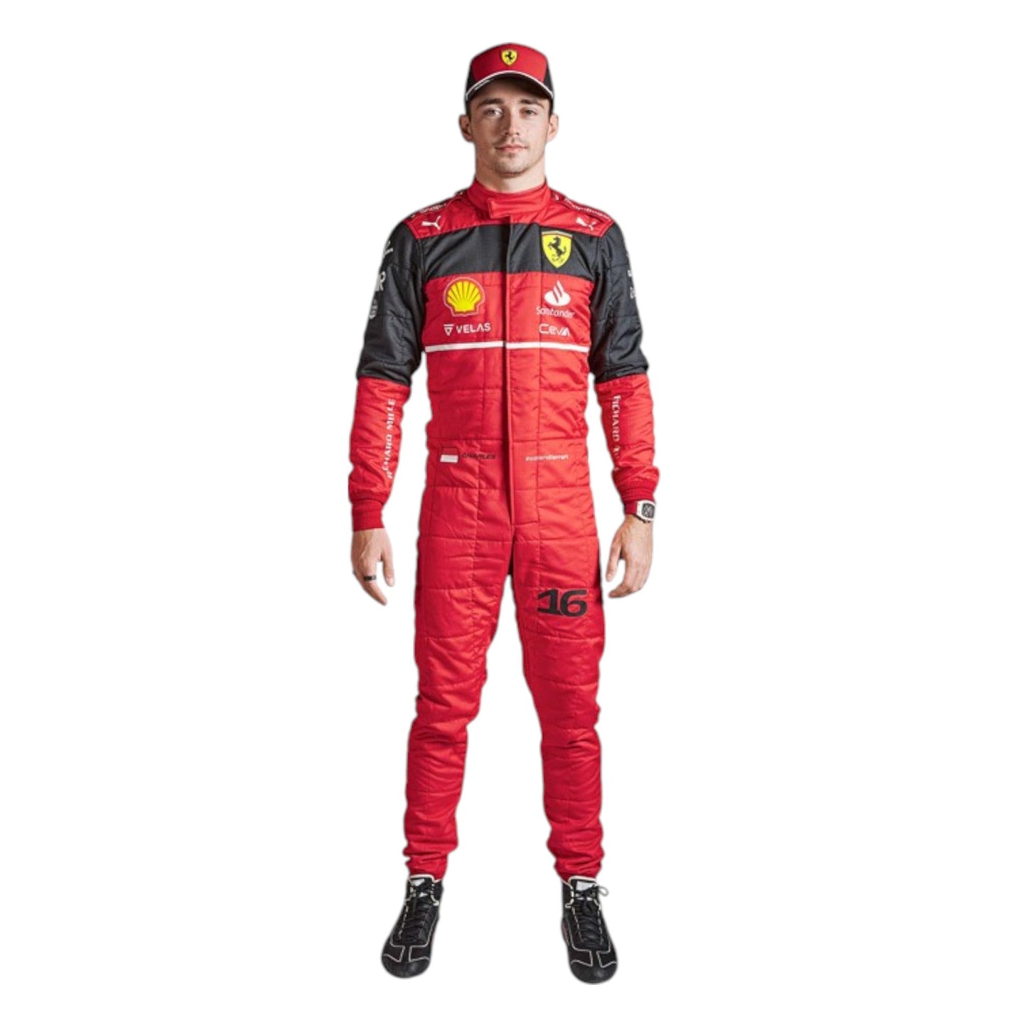 2022 Charles Leclerc Ferrari F1 race suit replica authentic fan collectible with detailed team design and logos