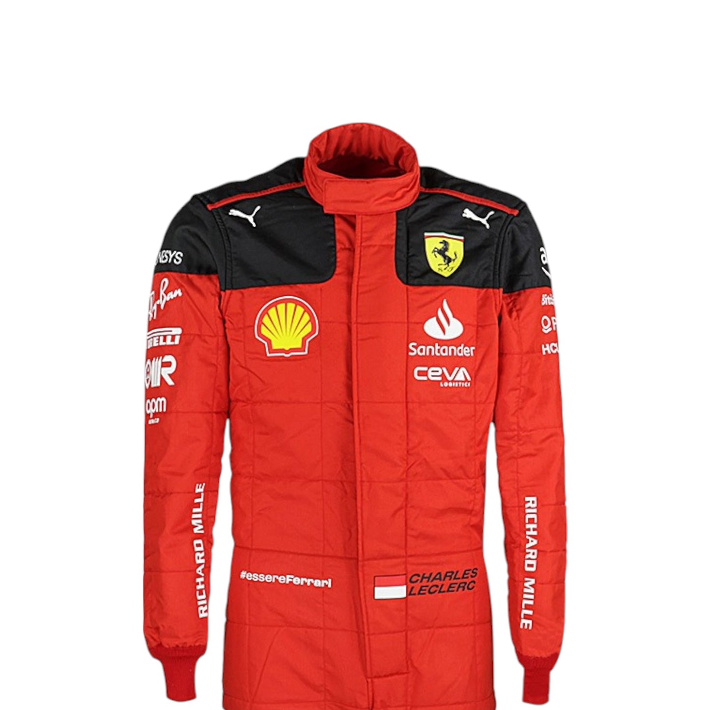 2023 Charles Leclerc Ferrari F1 race suit replica authentic fan collectible featuring team-accurate design and branding