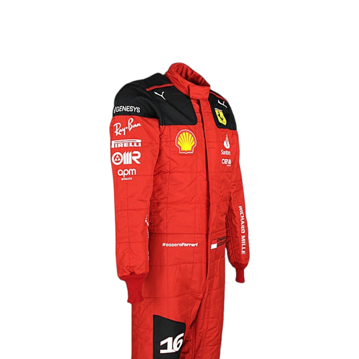 2023 Charles Leclerc Ferrari F1 race suit replica authentic fan collectible featuring team-accurate design and branding