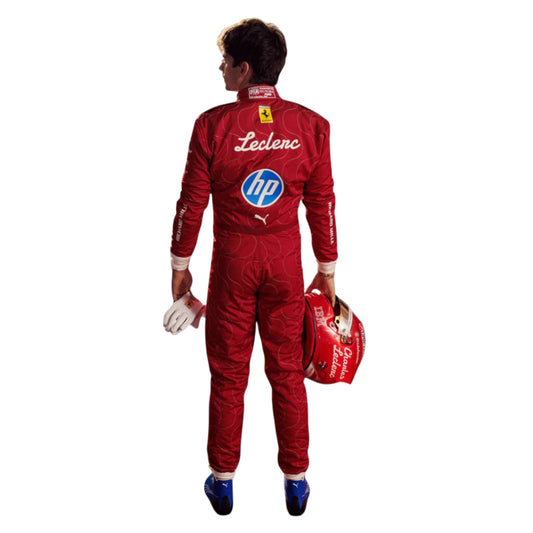 Charles Leclerc 2025 Ferrari Monza GP F1 race suit replica with classic Ferrari detailing and special Monza edition design