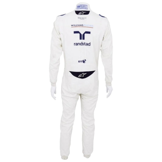 Felipe Massa 2015 Williams F1 race suit replica white suit with blue vertical stripe and team sponsor logos
