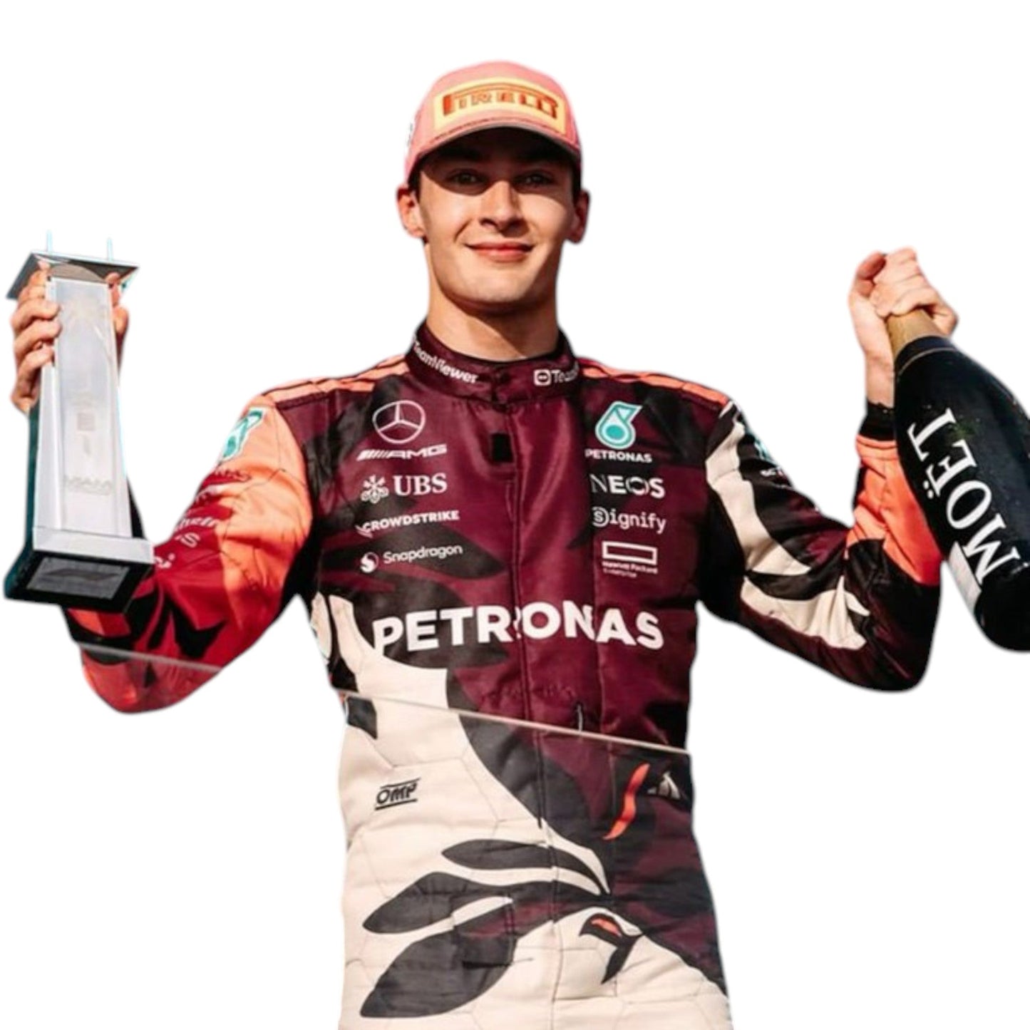 2025 George Russell Miami GP Mercedes AMG F1 race suit replica authentic Petronas team design with race specific details and bold styling