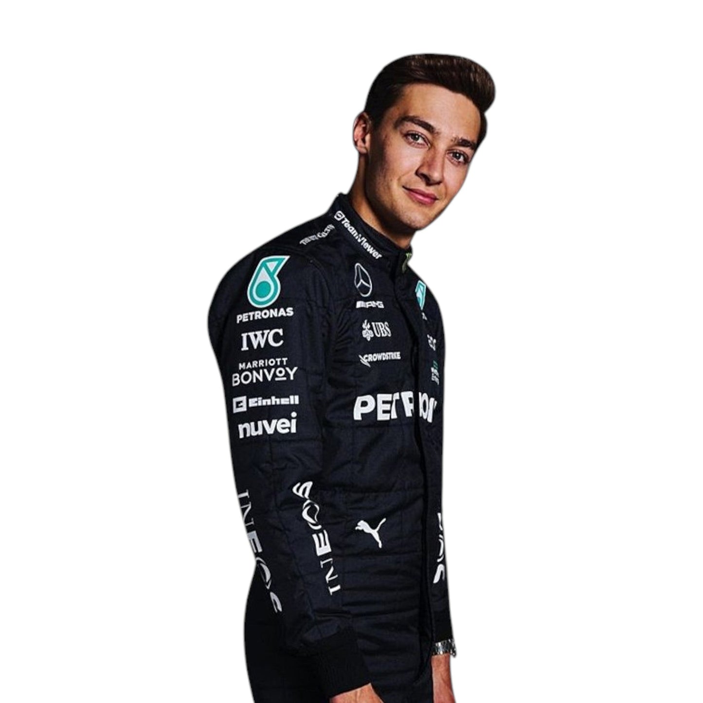 2023 George Russell Mercedes AMG F1 race suit replica authentic Petronas teamwear with race accurate details and logos
