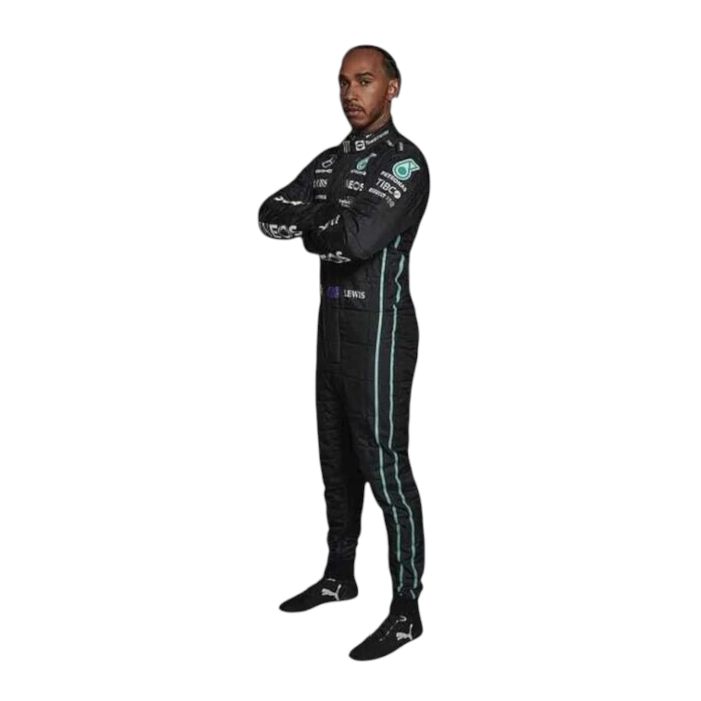 2022 Lewis Hamilton Mercedes AMG F1 race suit replica authentic Petronas team gear featuring AMG branding and race season styling