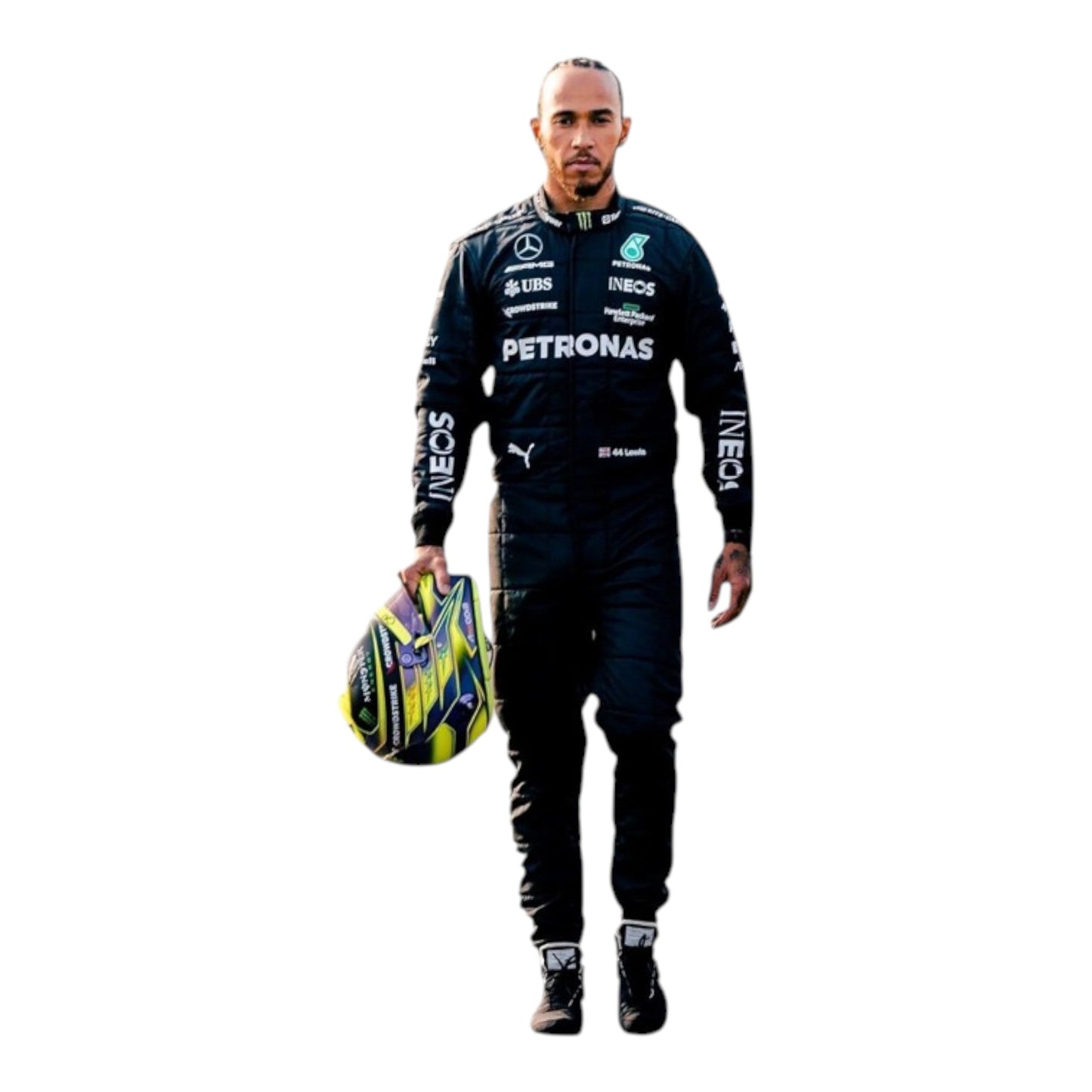 2023 Lewis Hamilton Mercedes F1 race suit replica authentic fan collectible featuring detailed AMG Petronas team design