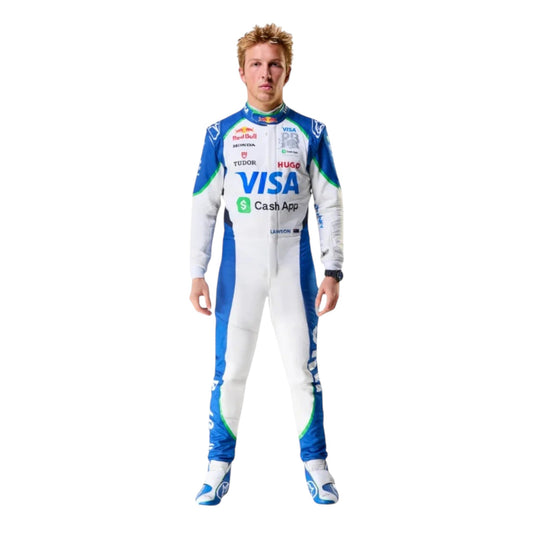 2025 Liam Lawson Racing Bulls F1 race suit replica authentic collectible with detailed design and RB Formula 1 graphics
