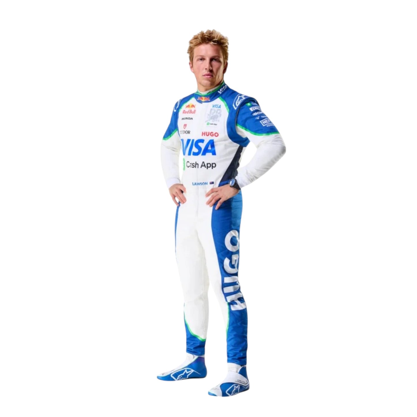 2025 Liam Lawson Racing Bulls F1 race suit replica authentic collectible with detailed design and RB Formula 1 graphics