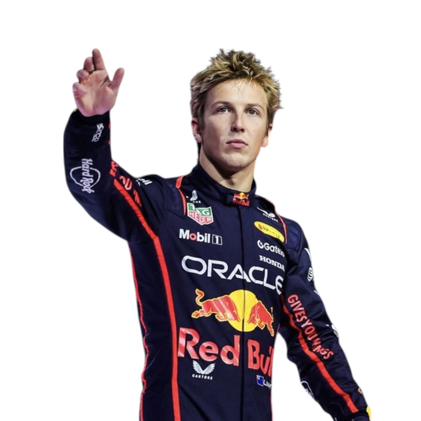2025 Liam Lawson Red Bull F1 race suit replica authentic fan collectible with detailed Oracle Red Bull Racing design