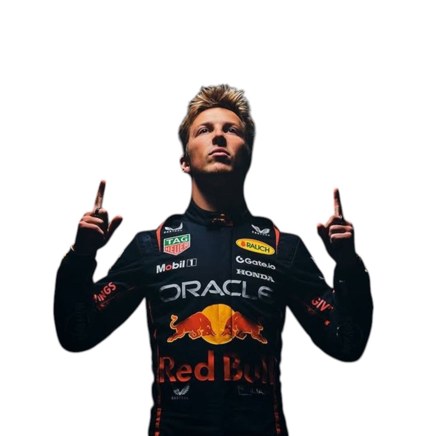 2025 Liam Lawson Red Bull F1 race suit replica authentic fan collectible with detailed Oracle Red Bull Racing design