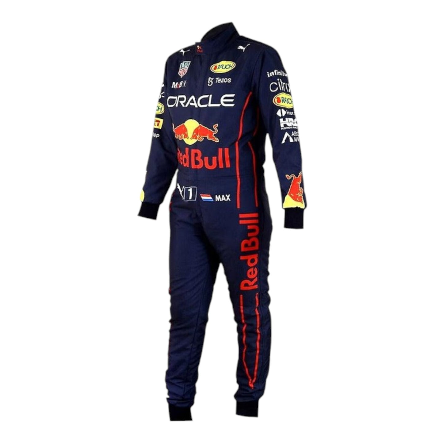 2022 Max Verstappen Red Bull F1 race suit replica authentic collectible from title winning season with detailed team design