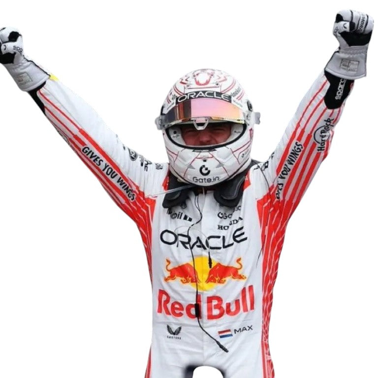 2025 Max Verstappen Red Bull F1 Japanese Grand Prix race suit replica authentic collectible with race specific livery and team branding