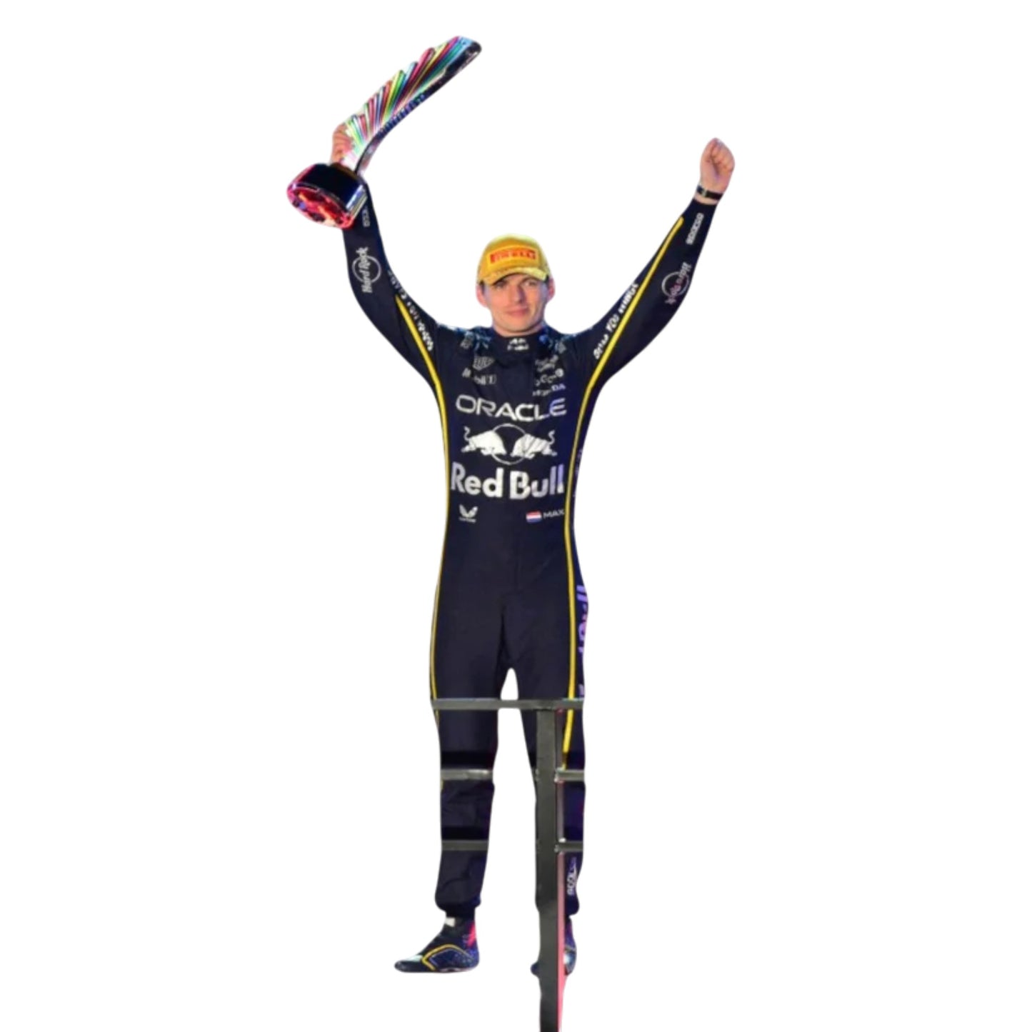 Max Verstappen 2025 Red Bull Las Vegas GP F1 race suit replica special edition design with bold Red Bull graphics and Vegas-themed detailing