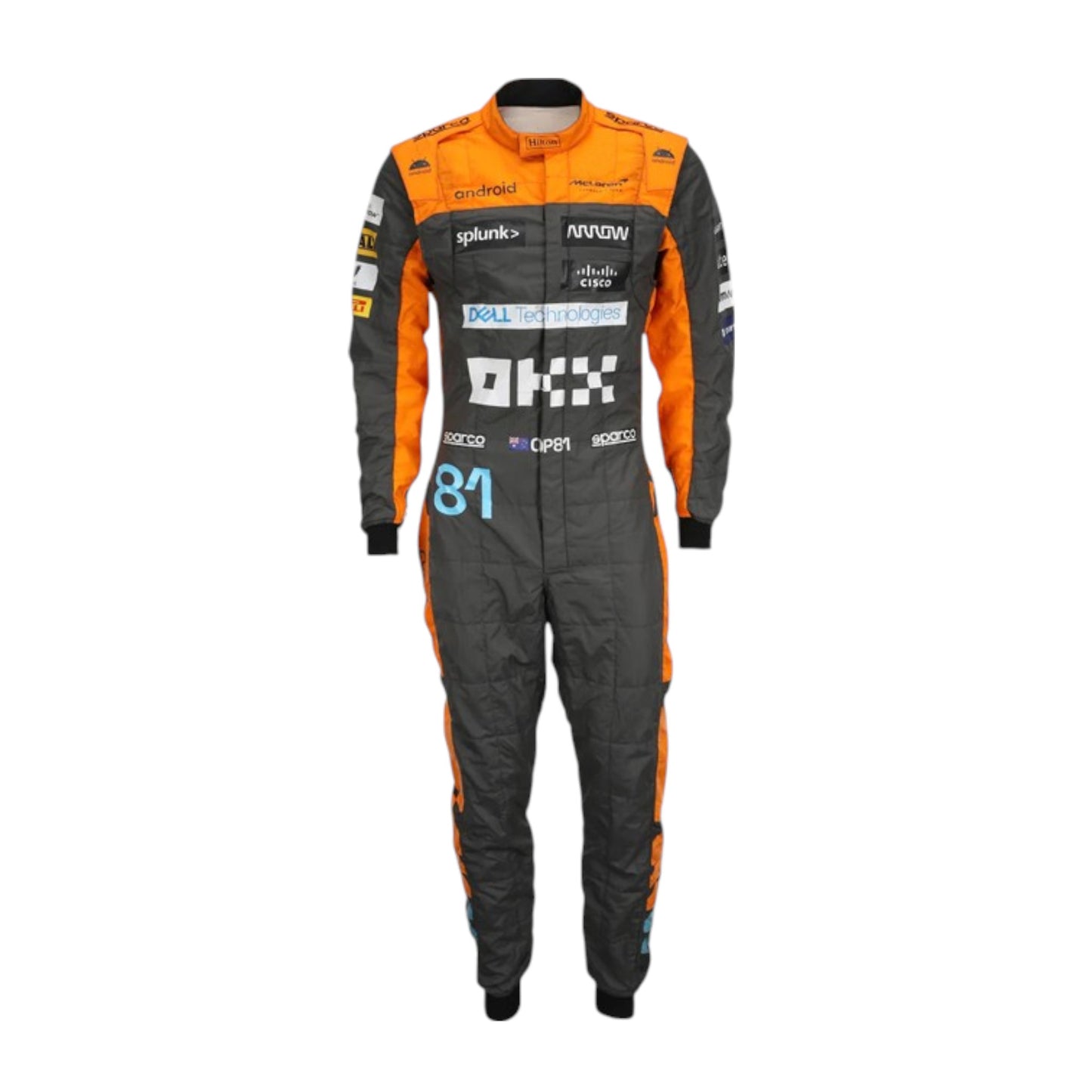 2023 Oscar Piastri McLaren F1 race suit replica authentic fan collectible with detailed team branding and race season design