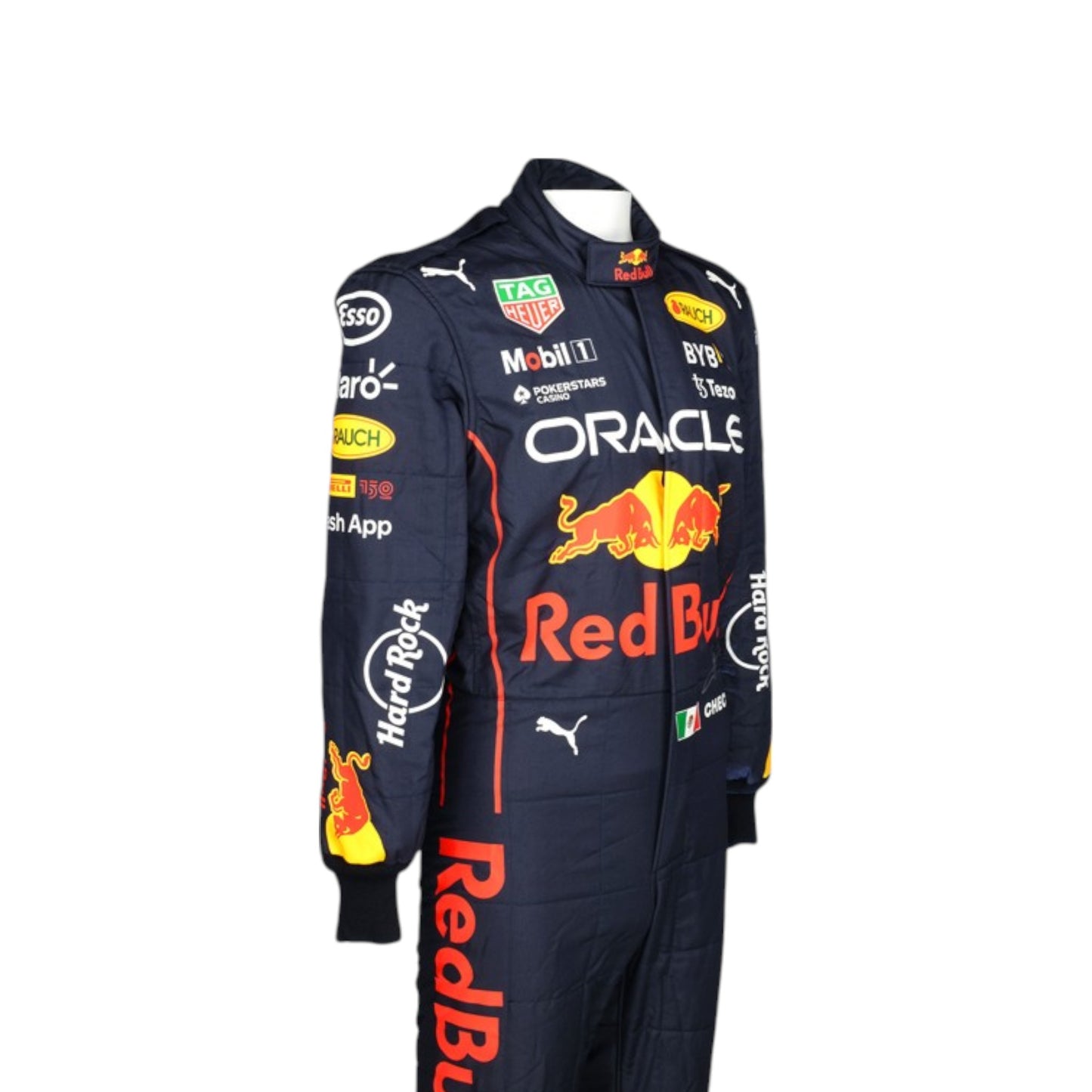 2022 Sergio Perez Red Bull F1 race suit replica authentic fan collectible with detailed Oracle Red Bull Racing design