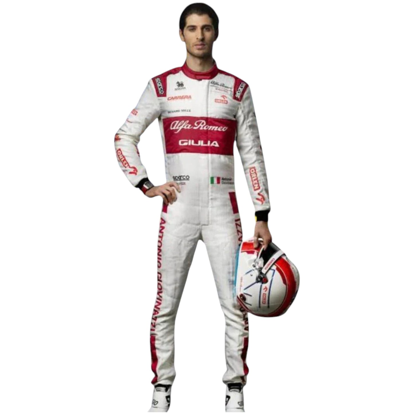 Antonio Giovinazzi 2020 Alfa Romeo F1 race suit replica with red-white team design and Orlen sponsor branding