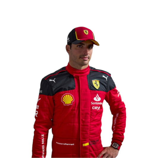 2023 Carlos Sainz Ferrari F1 race suit replica authentic Scuderia teamwear with season-accurate details and logos