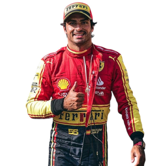 2023 Carlos Sainz Ferrari F1 Monza race suit replica authentic fan collectible with race specific design and team branding