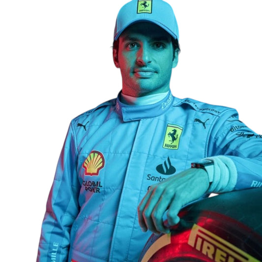 2024 Carlos Sainz Ferrari F1 Miami Grand Prix race suit replica authentic collectible with race specific design details