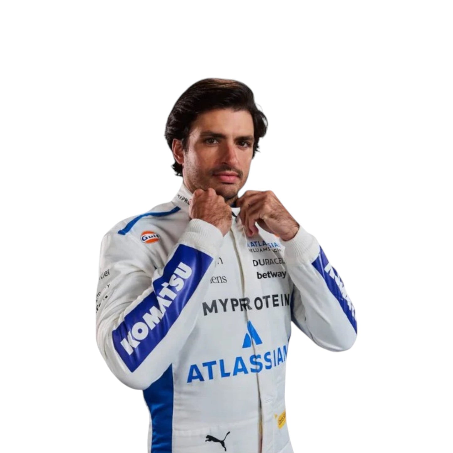2025 Carlos Sainz Williams Racing F1 race suit replica authentic fan collectible with detailed design and team branding
