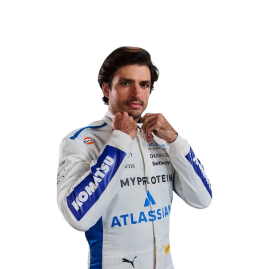 2025 Carlos Sainz Williams Racing F1 race suit replica authentic fan collectible with detailed design and team branding