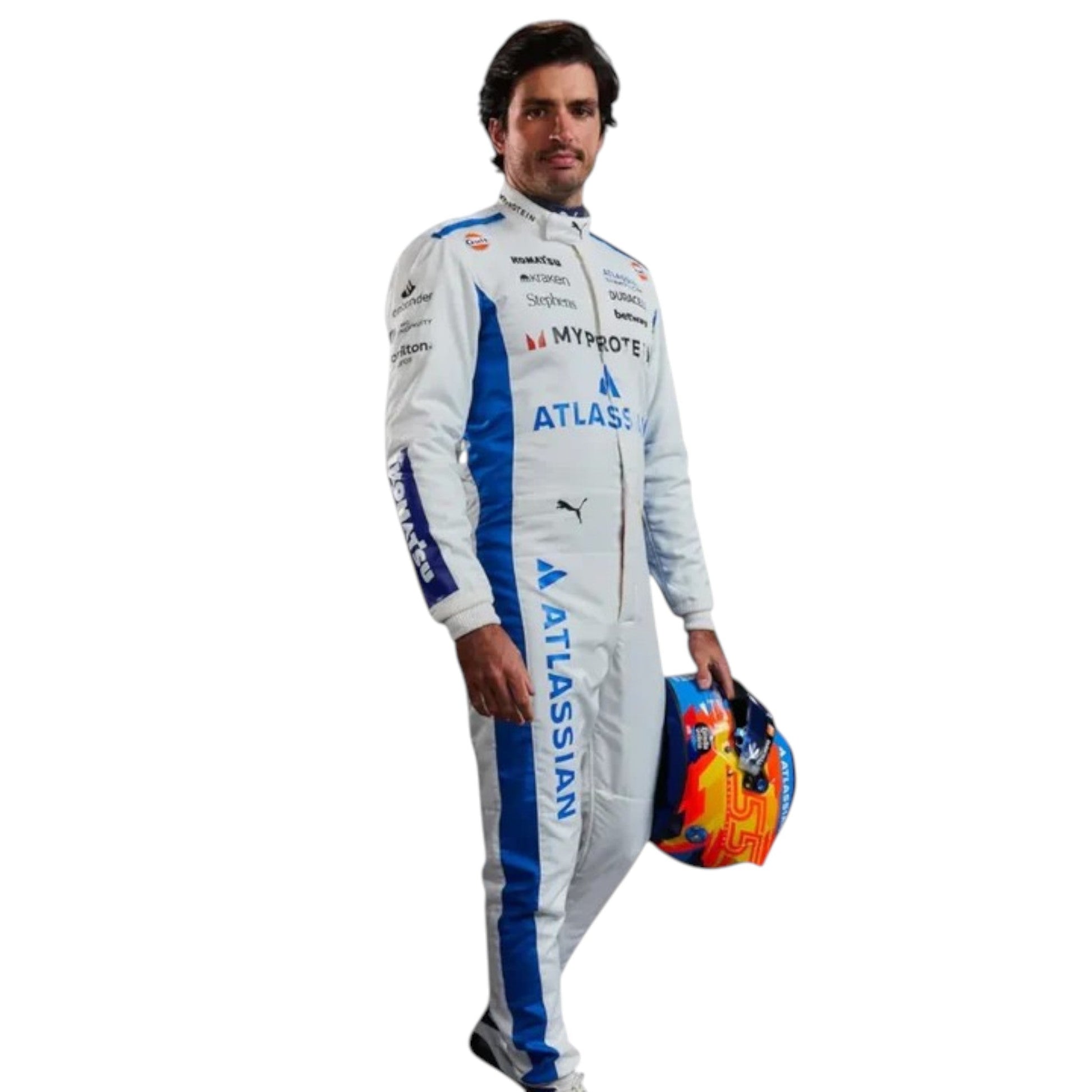 2025 Carlos Sainz Williams Racing F1 race suit replica authentic fan collectible with detailed design and team branding
