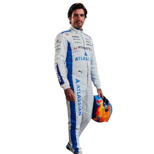 2025 Carlos Sainz Williams Racing F1 race suit replica authentic fan collectible with detailed design and team branding