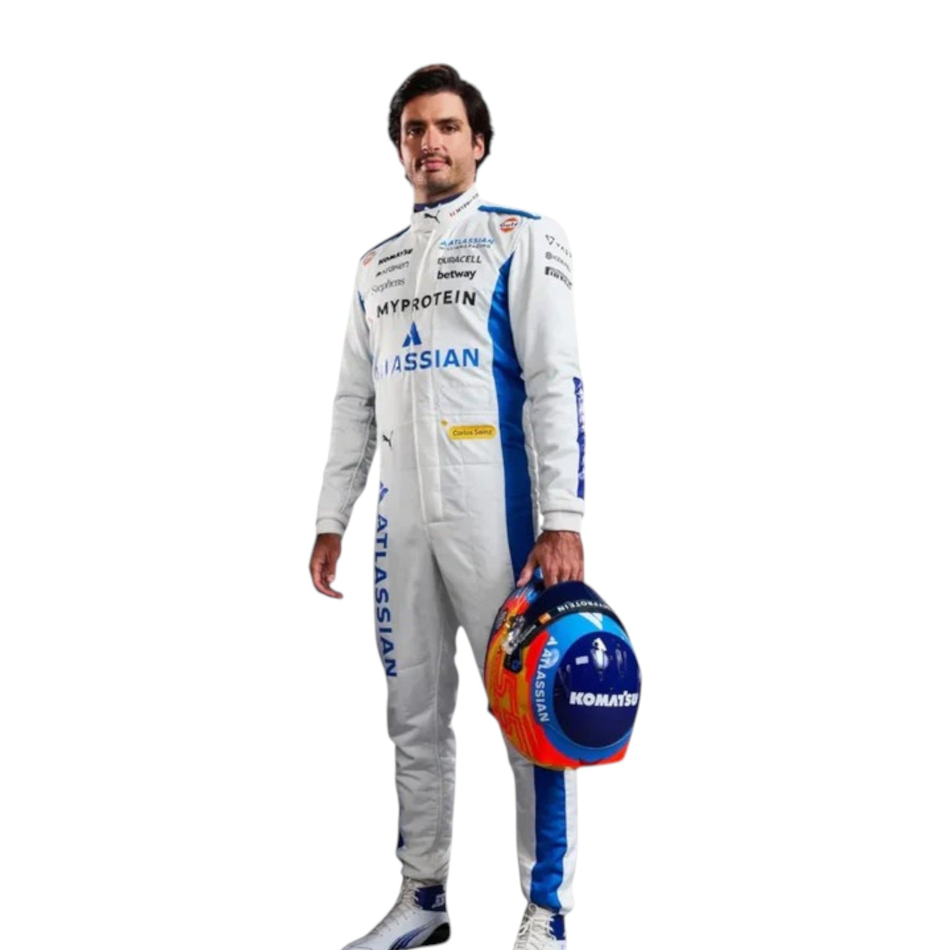 2025 Carlos Sainz Williams Racing F1 race suit replica authentic fan collectible with detailed design and team branding