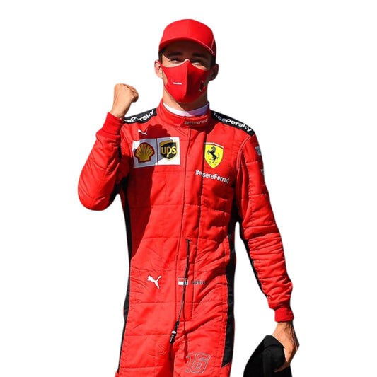 2020 Charles Leclerc Ferrari F1 race suit replica authentic collectible with team specific design for fans and enthusiasts