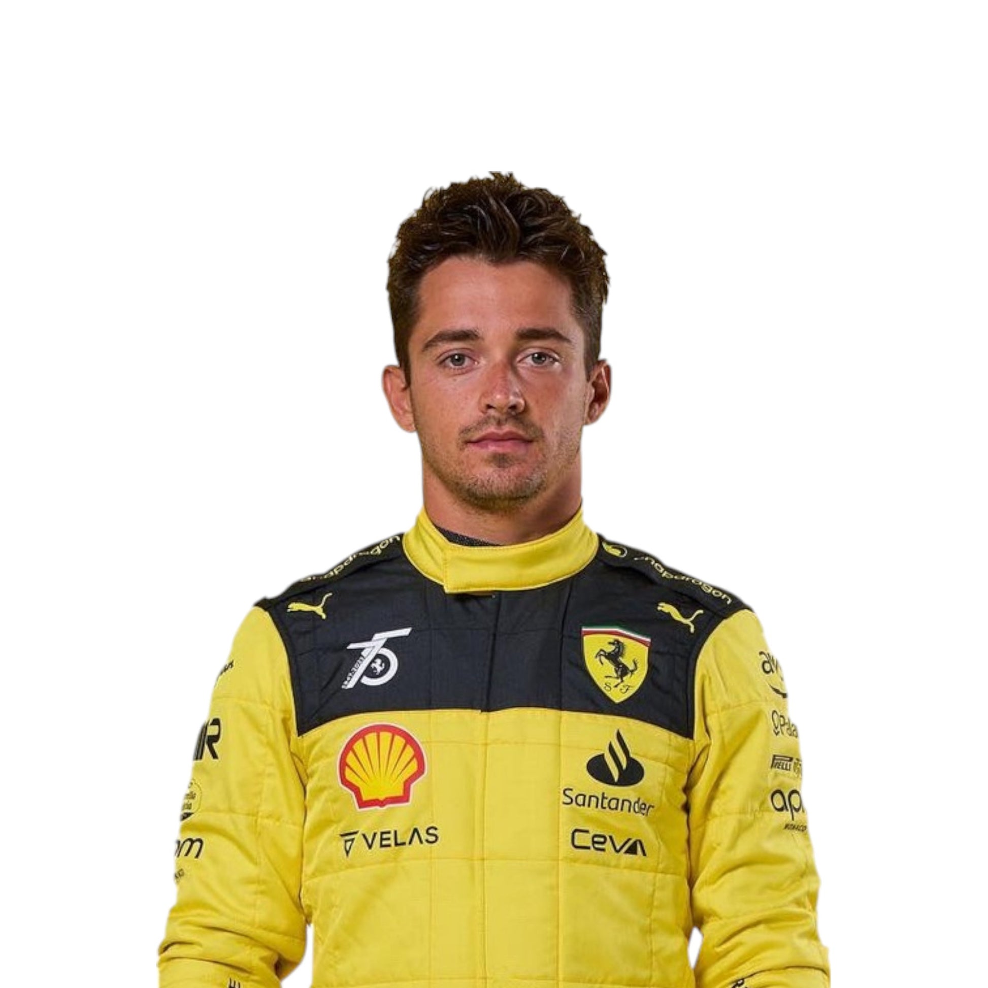 2022 Charles Leclerc Ferrari F1 75th Anniversary race suit replica limited edition collectible with historic team livery