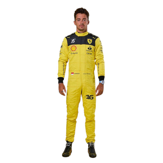 2022 Charles Leclerc Ferrari F1 75th Anniversary race suit replica limited edition collectible with historic team livery