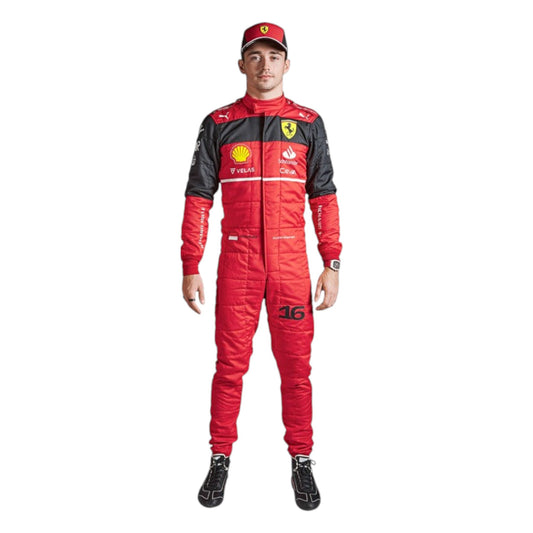 2022 Charles Leclerc Ferrari F1 race suit replica authentic fan collectible with detailed team design and logos