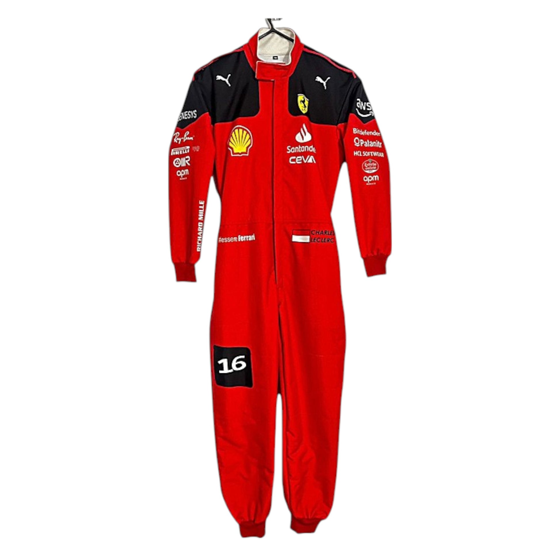 2023 Charles Leclerc Ferrari F1 race suit replica authentic fan collectible featuring team-accurate design and branding