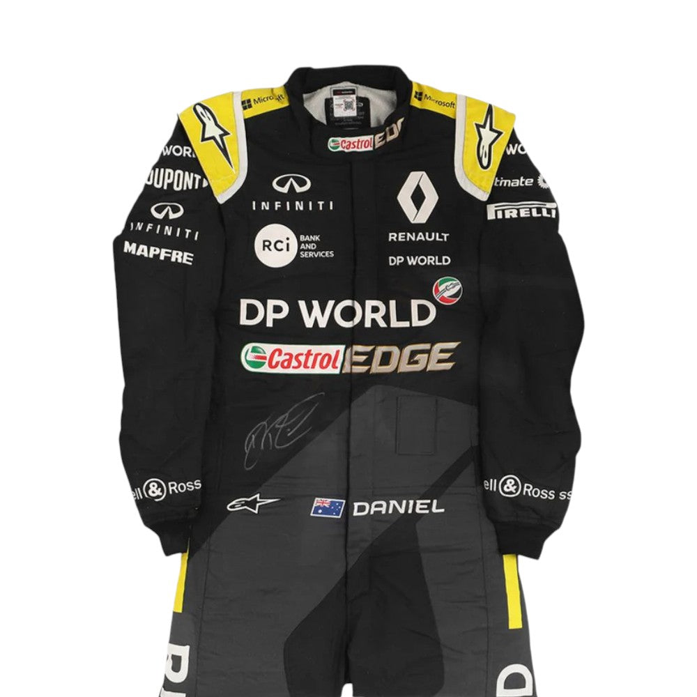 Daniel Ricciardo 2020 Renault F1 race suit replica in black and yellow design with Renault DP World team branding