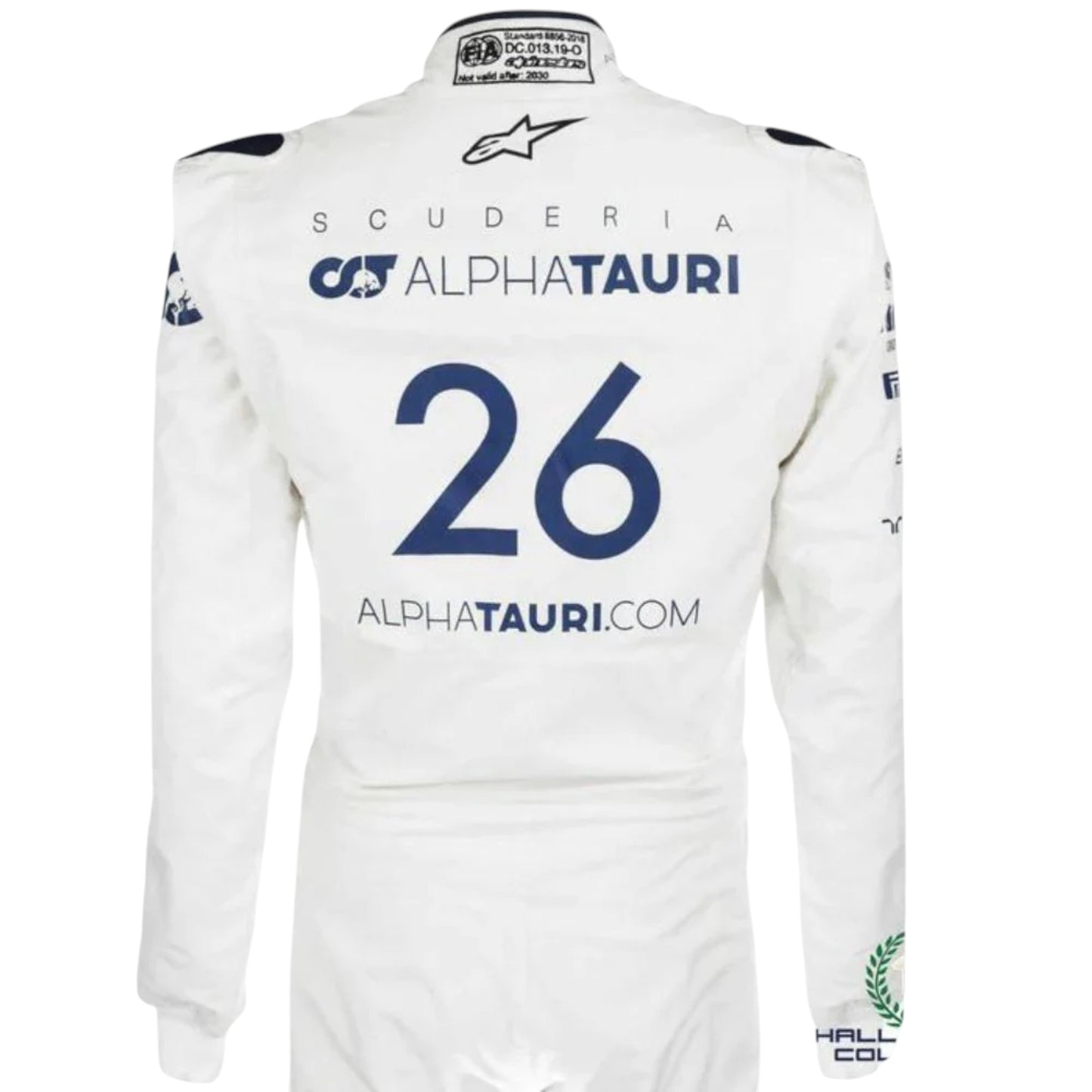 Daniil Kvyat 2020 AlphaTauri F1 race suit replica with navy blue and white design featuring Red Bull branding