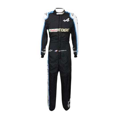 Replica of Esteban Ocon 2021 Alpine F1 driver suit featuring authentic team branding and sponsor details