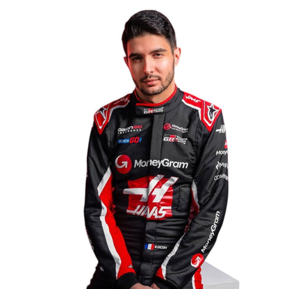 2025 Esteban Ocon Haas F1 race suit replica authentic collectible with detailed design and VF 25 team branding