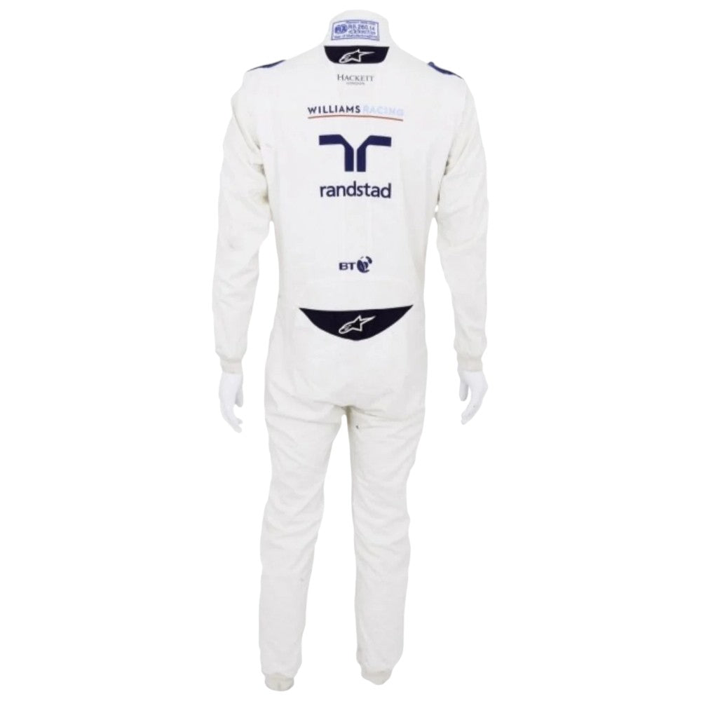 Felipe Massa 2015 Williams F1 race suit replica white suit with blue vertical stripe and team sponsor logos