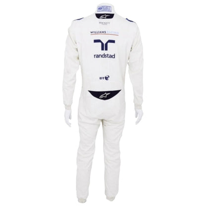 Felipe Massa 2015 Williams F1 race suit replica white suit with blue vertical stripe and team sponsor logos