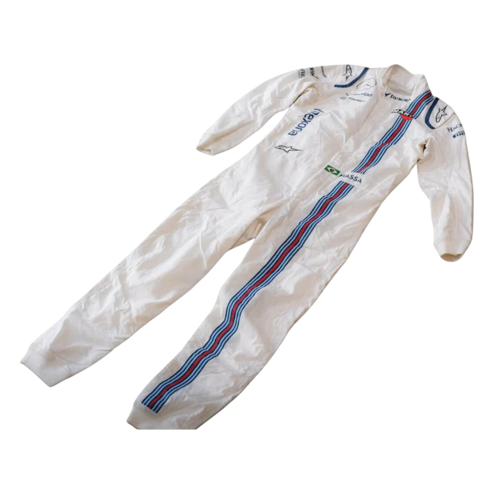 Felipe Massa 2017 Williams F1 race suit replica white design with Martini Racing stripes and team sponsor logos