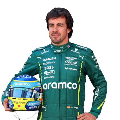 2025 Fernando Alonso Aston Martin F1 race suit replica authentic collectible with detailed design from AMR Formula 1 season