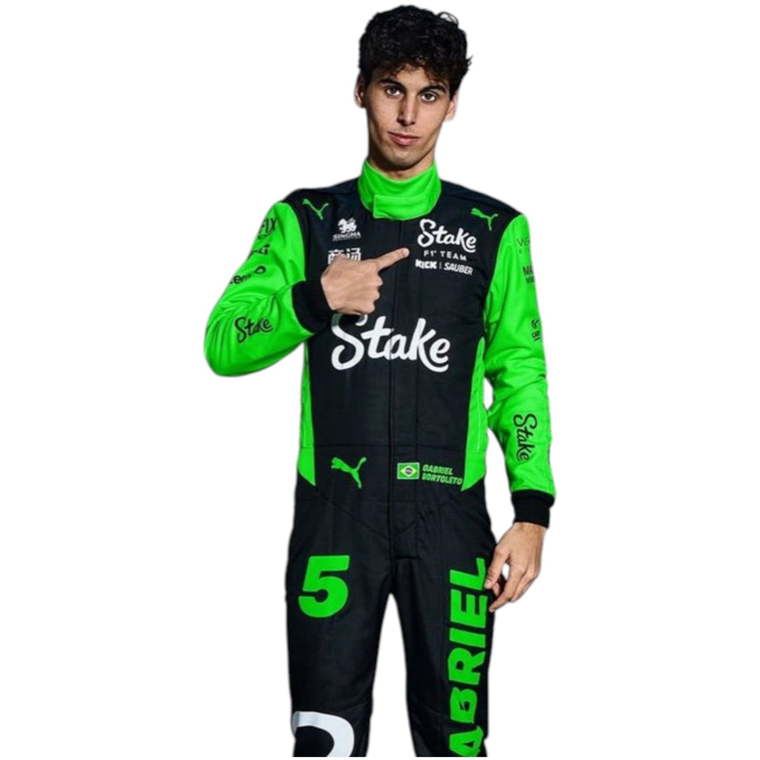 2025 Gabriel Bortoleto Kick Sauber F1 race suit replica authentic design for fans and collectors