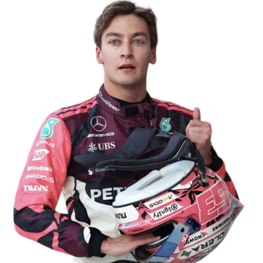 2025 George Russell Miami GP Mercedes AMG F1 race suit replica authentic Petronas team design with race specific details and bold styling