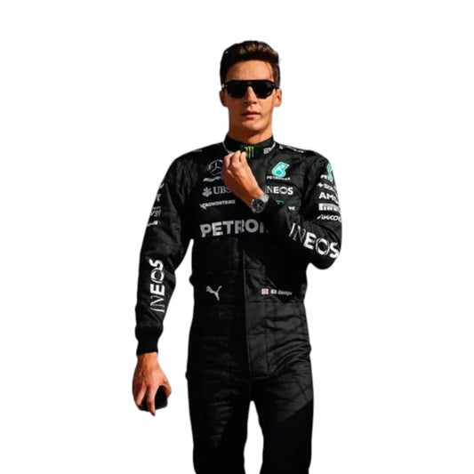2023 George Russell Mercedes AMG F1 race suit replica authentic Petronas teamwear with race accurate details and logos