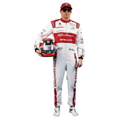 Kimi Räikkönen 2020 Alfa Romeo F1 race suit replica featuring red white Orlen design and official team logos