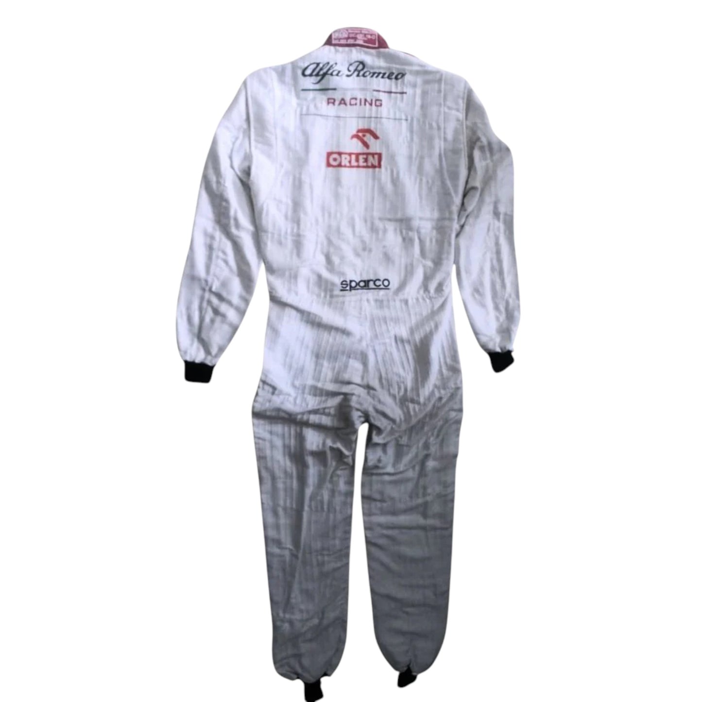 Kimi Räikkönen 2020 Alfa Romeo F1 race suit replica featuring red white Orlen design and official team logos