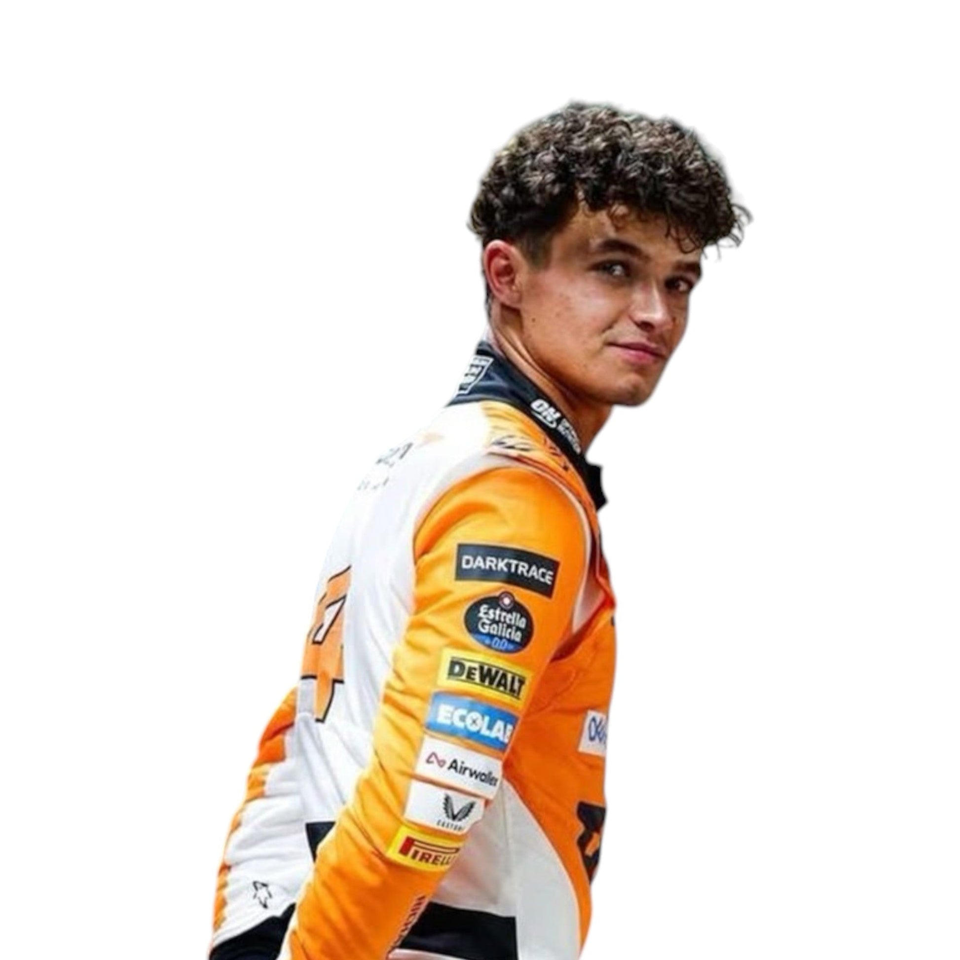 Lando Norris 2024 McLaren Singapore GP F1 race suit replica with papaya and special edition design