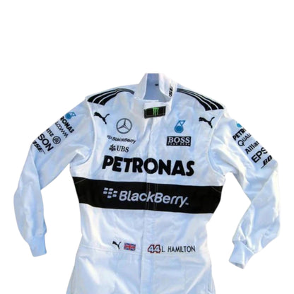 Lewis Hamilton 2015 Mercedes Petronas F1 race suit replica with official sponsor branding